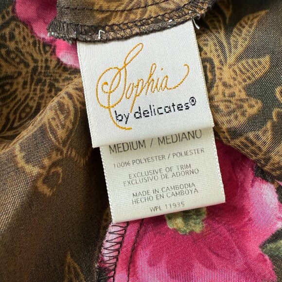 Sophia Delicates Lingerie Slip Dress Medium Bold Pink Roses Sexy Grunge Mob Wife - Picture 8 of 9